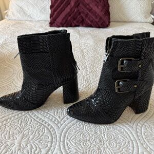 Freebird by Steven Black Snake-Embossed Ankle Booties